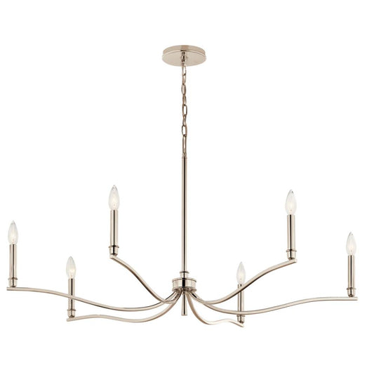 KICHLER 52696PN Malene 42 Inch 6 Light Chandelier in Polished Nickel