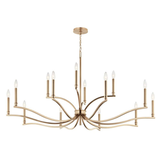 KICHLER 52698CPZ Malene 52.75 Inch 14 Light 2-Tier Chandelier in Champagne Bronze