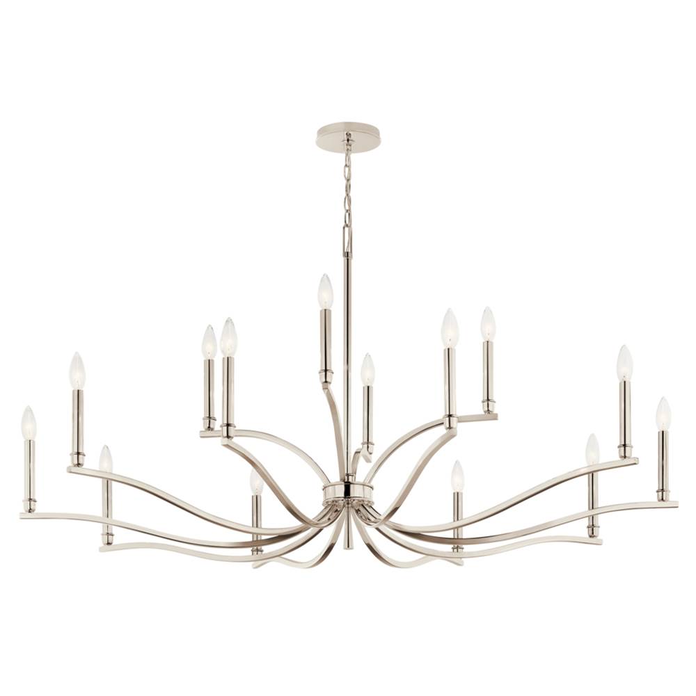 KICHLER 52698PN Malene 52.75 Inch 14 Light 2-Tier Chandelier in Polished Nickel