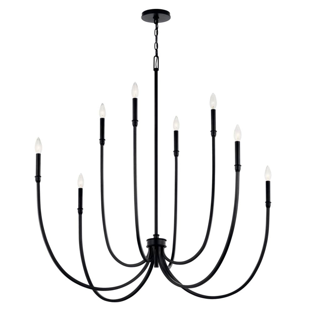 KICHLER 52699BK Malene 45.25 Inch 8 Light Foyer Chandelier in Black
