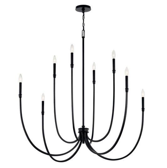 KICHLER 52699BK Malene 45.25 Inch 8 Light Foyer Chandelier in Black