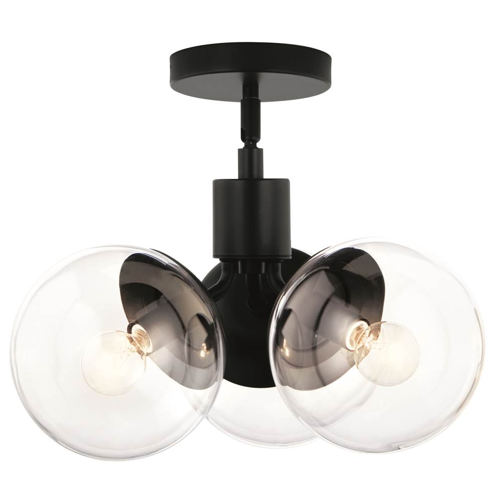 KICHLER 52700BKCLR Silvarious 16.5 Inch 3 Light Convertible Pendant with Clear Glass in Black