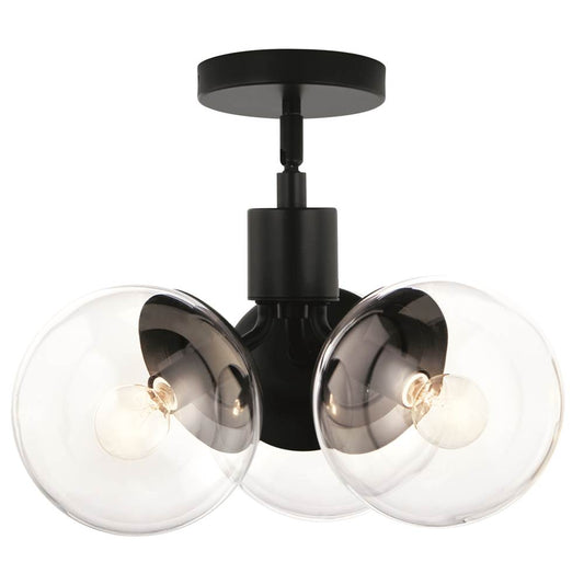 KICHLER 52700BKCLR Silvarious 16.5 Inch 3 Light Convertible Pendant with Clear Glass in Black