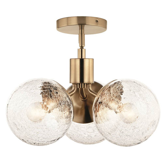 KICHLER 52700CPZ Silvarious 16.5 Inch 3 Light Convertible Pendant with Clear Crackled Glass in Champagne Bronze