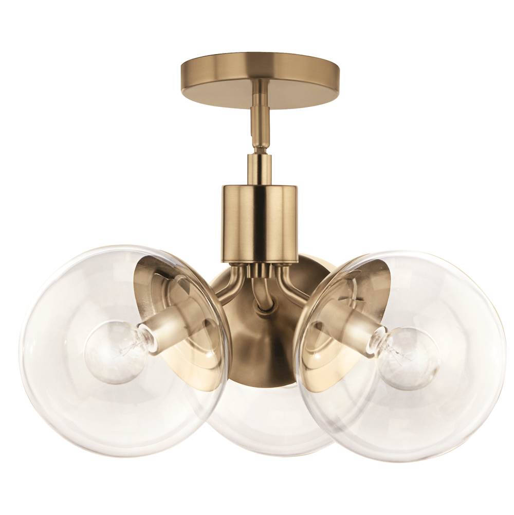 KICHLER 52700CPZCLR Silvarious 16.5 Inch 3 Light Convertible Pendant with Clear Glass in Champagne Bronze