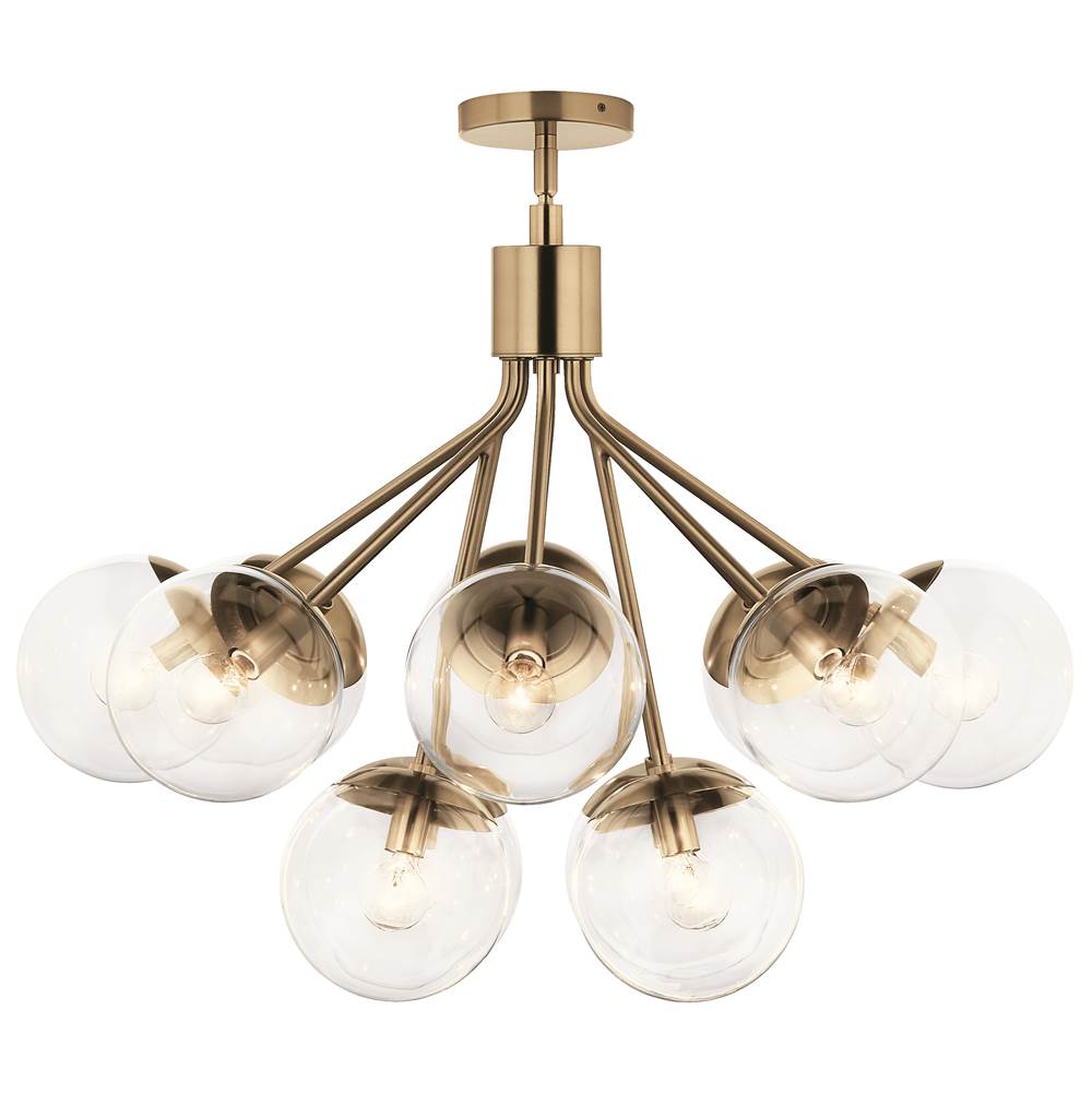 KICHLER 52701CPZCLR Silvarious 30 Inch 12 Light Convertible Chandelier with Clear Glass in Champagne Bronze