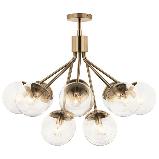 KICHLER 52701CPZCLR Silvarious 30 Inch 12 Light Convertible Chandelier with Clear Glass in Champagne Bronze