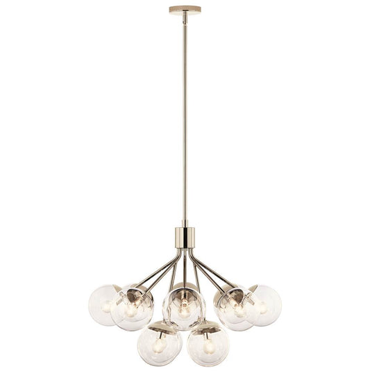 KICHLER 52701PNCLR Silvarious 30 Inch 12 Light Convertible Chandelier with Clear Glass in Polished Nickel