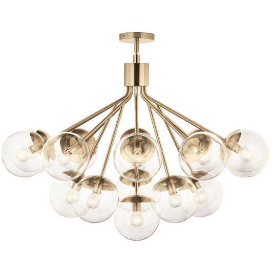 KICHLER 52702CPZCLR Silvarious 38 Inch 16 Light Convertible Chandelier with Clear Glass in Champagne Bronze