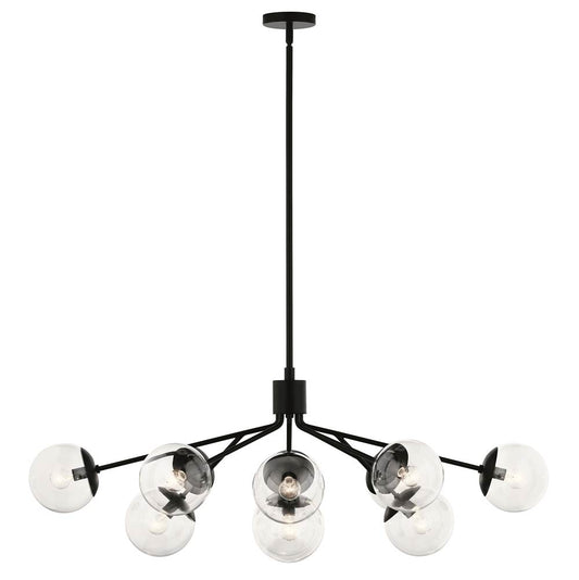 KICHLER 52703BKCLR Silvarious 48 Inch 12 Light Linear Convertible Chandelier with Clear Glass in Black