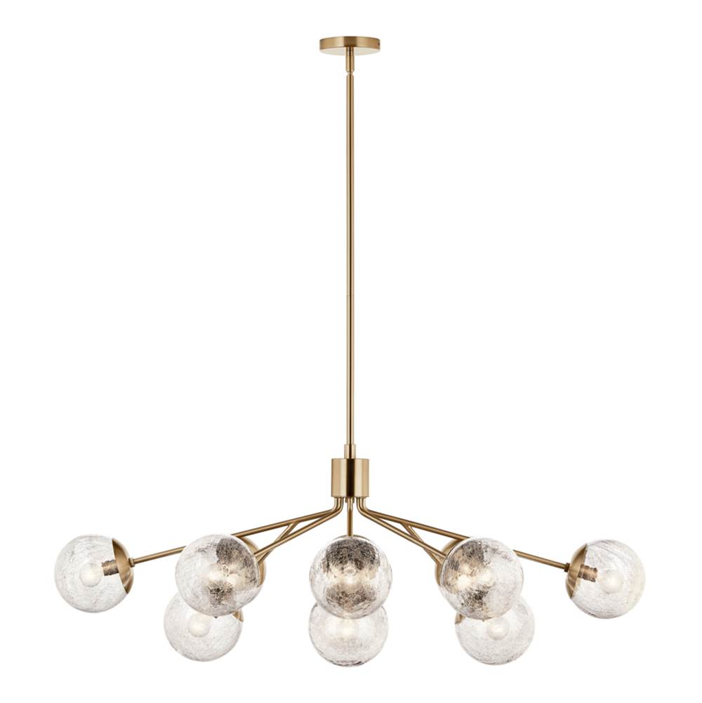 KICHLER 52703CPZ Silvarious 48 Inch 12 Light Linear Convertible Chandelier with Clear Crackled Glass in Champagne Bronze
