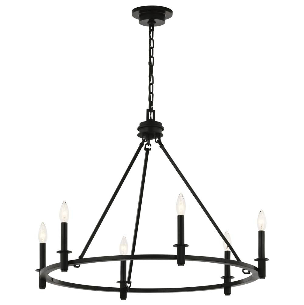KICHLER 52705BK Carrick 32.25 Inch 6 Light Chandelier in Black