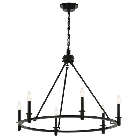 KICHLER 52705BK Carrick 32.25 Inch 6 Light Chandelier in Black
