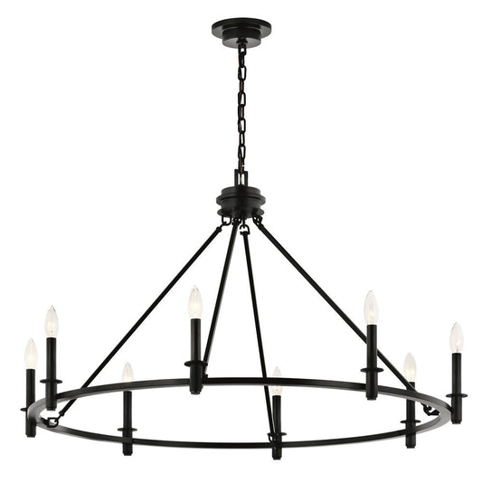 KICHLER 52706BK Carrick 40.75 Inch 8 Light Chandelier in Black