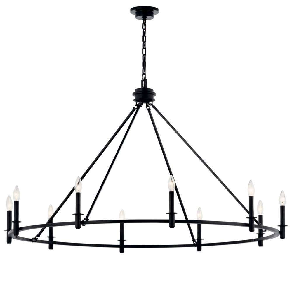KICHLER 52707BK Carrick 54.25 Inch 10 Light Chandelier in Black