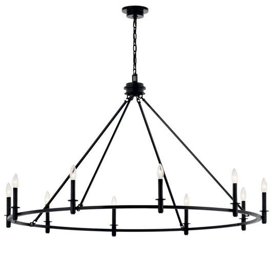 KICHLER 52707BK Carrick 54.25 Inch 10 Light Chandelier in Black