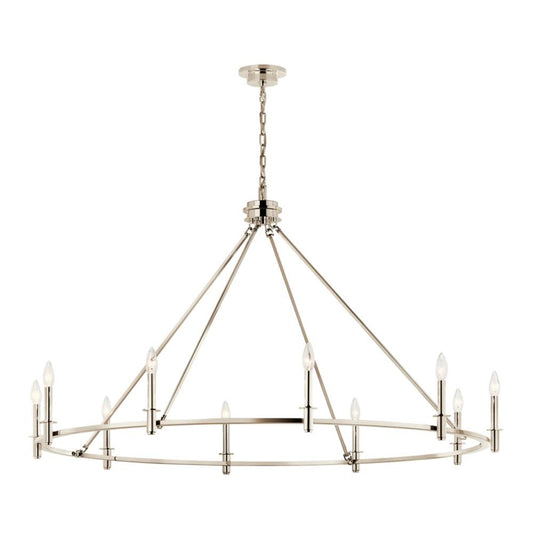 KICHLER 52707PN Carrick 54.25 Inch 10 Light Chandelier in Polished Nickel