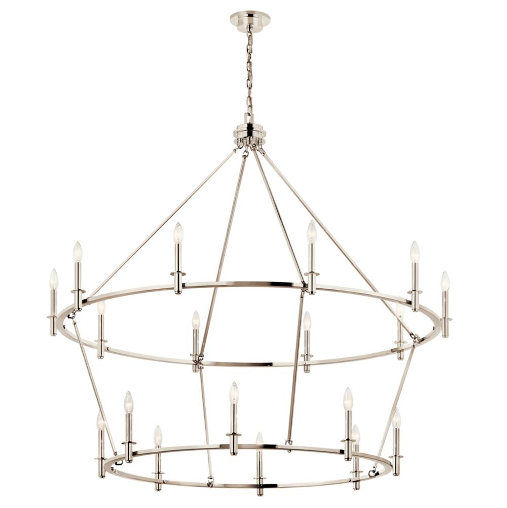 KICHLER 52708PN Carrick 54.25 Inch 18 Light 2-Tier Chandelier in Polished Nickel