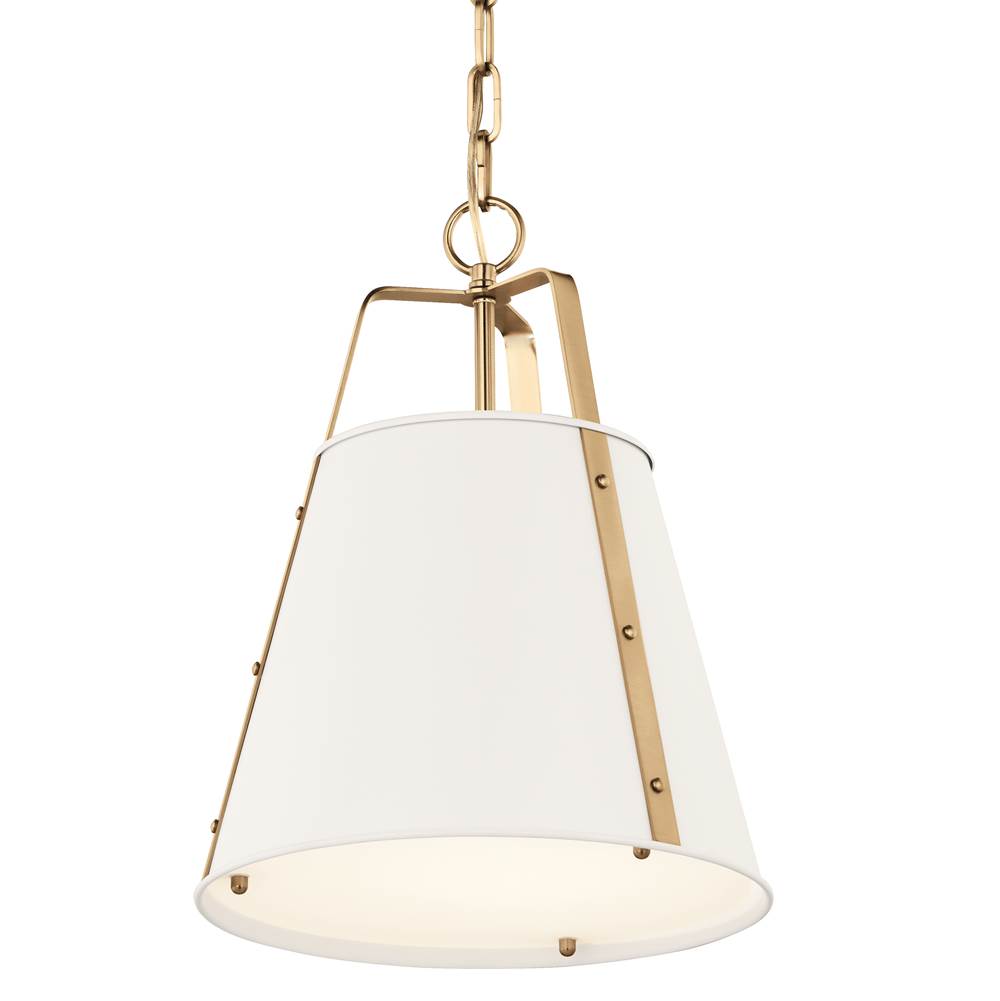 KICHLER 52710WH Etcher 13 Inch 1 Light Pendant with Etched Painted White Glass Diffuser in White and Champagne Bronze