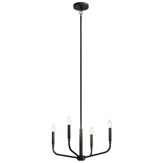 KICHLER 52716BK Madden 20 Inch 4 Light Convertible Chandelier in Black