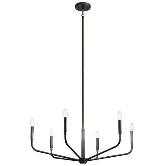 KICHLER 52718BK Madden 32 Inch 6 Light Chandelier in Black
