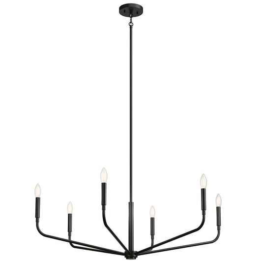 KICHLER 52719BK Madden 38 Inch 6 Light Chandelier in Black