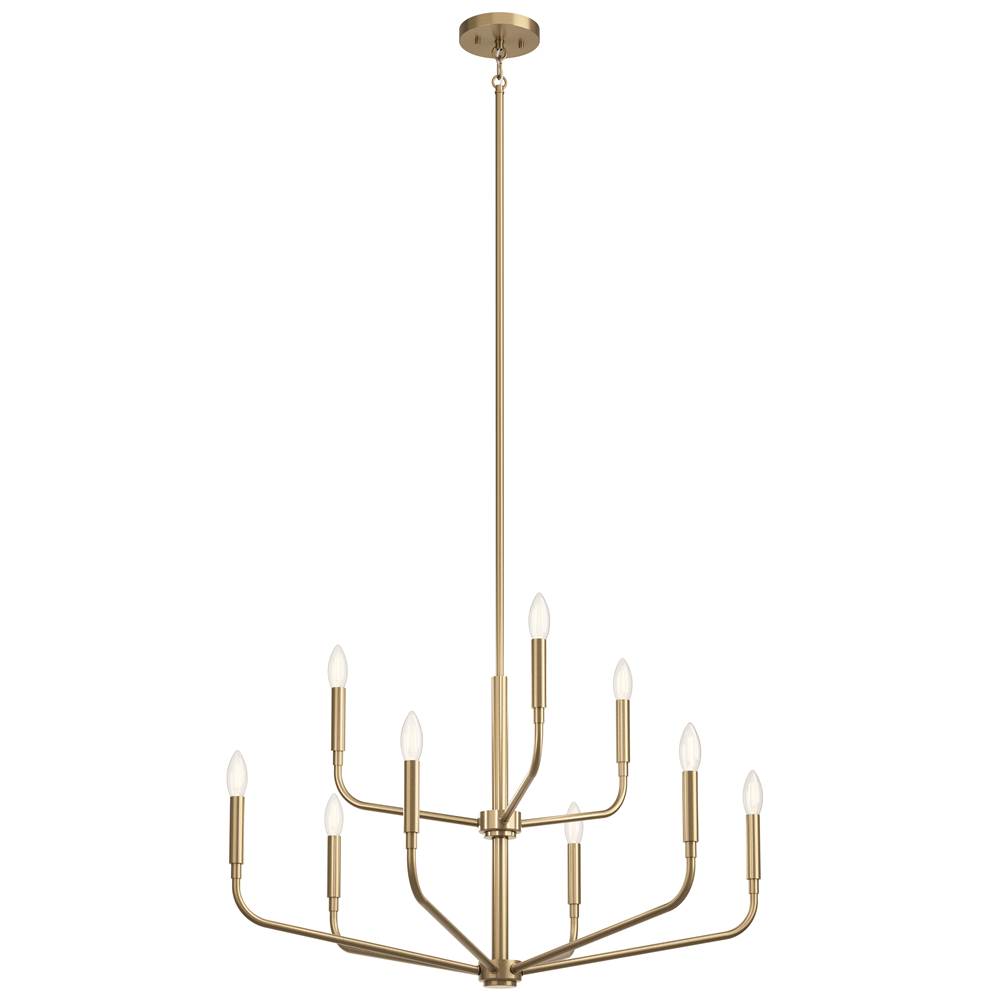 KICHLER 52720CPZ Madden 32 Inch 9 Light 2-Tier Chandelier in Champagne Bronze