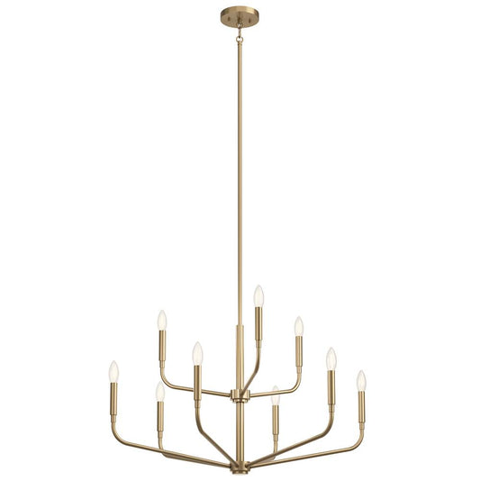 KICHLER 52720CPZ Madden 32 Inch 9 Light 2-Tier Chandelier in Champagne Bronze