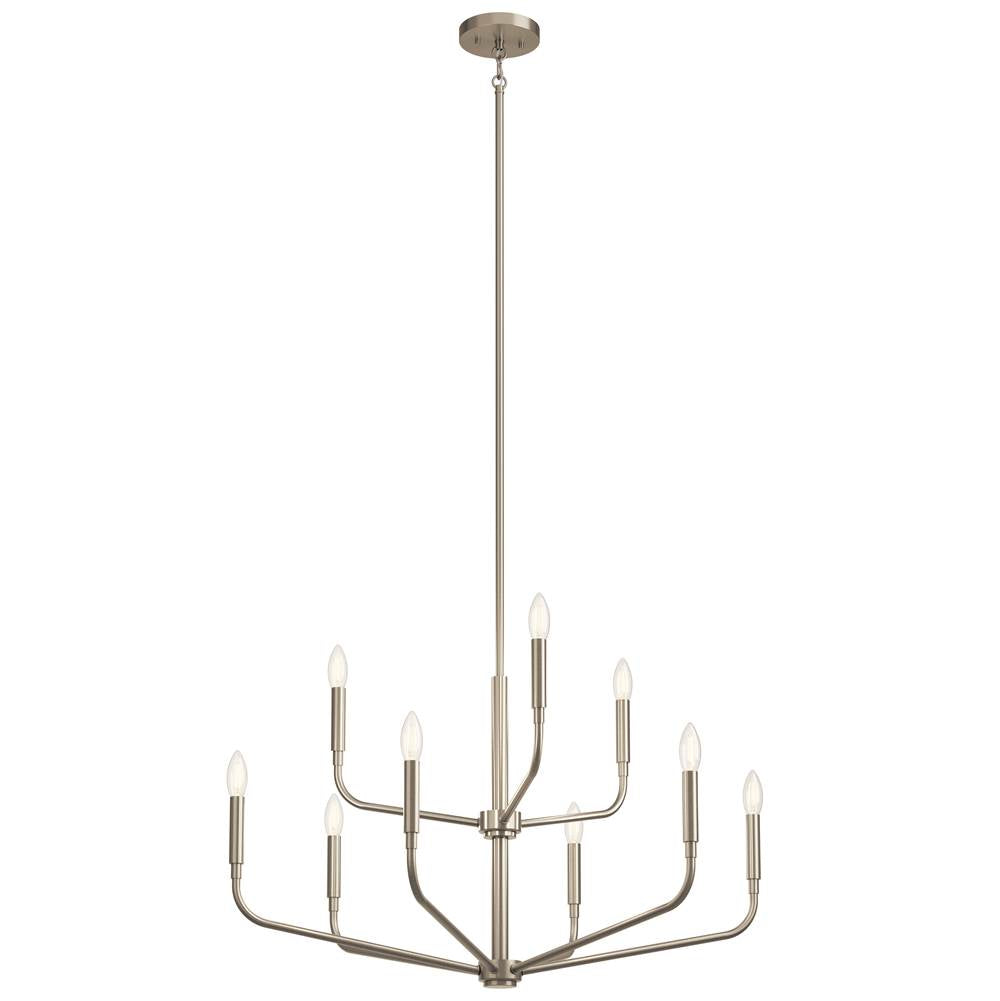 KICHLER 52720NI Madden 32 Inch 9 Light 2-Tier Chandelier in Brushed Nickel