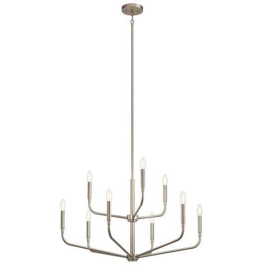 KICHLER 52720NI Madden 32 Inch 9 Light 2-Tier Chandelier in Brushed Nickel
