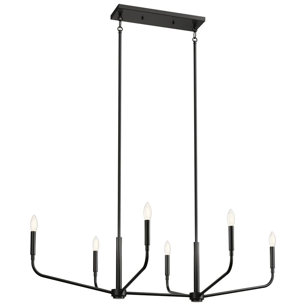 KICHLER 52721BK Madden 45 Inch 6 Light Linear Chandelier in Black
