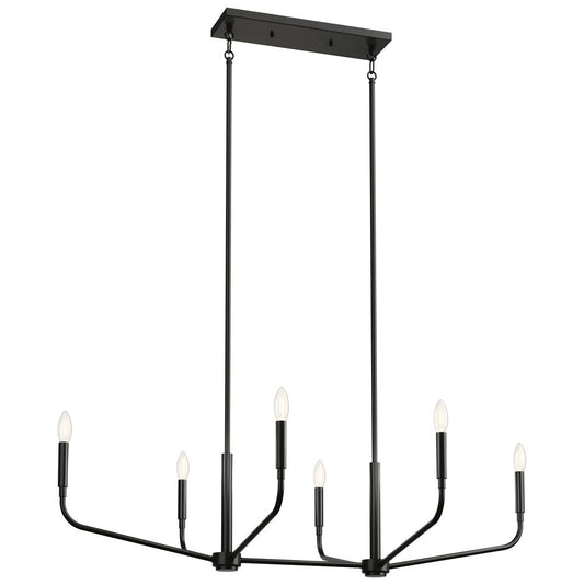 KICHLER 52721BK Madden 45 Inch 6 Light Linear Chandelier in Black