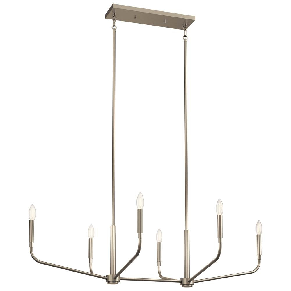 KICHLER 52721NI Madden 45 Inch 6 Light Linear Chandelier in Brushed Nickel