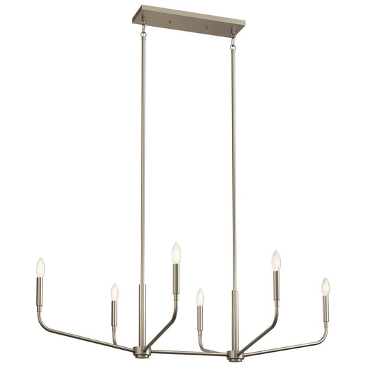 KICHLER 52721NI Madden 45 Inch 6 Light Linear Chandelier in Brushed Nickel