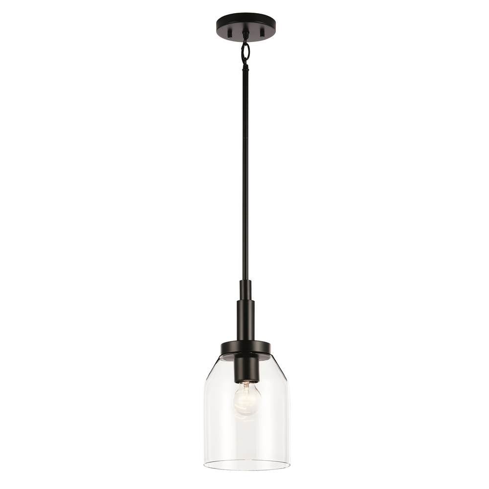 KICHLER 52725BK Madden 15 Inch 1 Light Mini Pendant with Clear Glass in Black