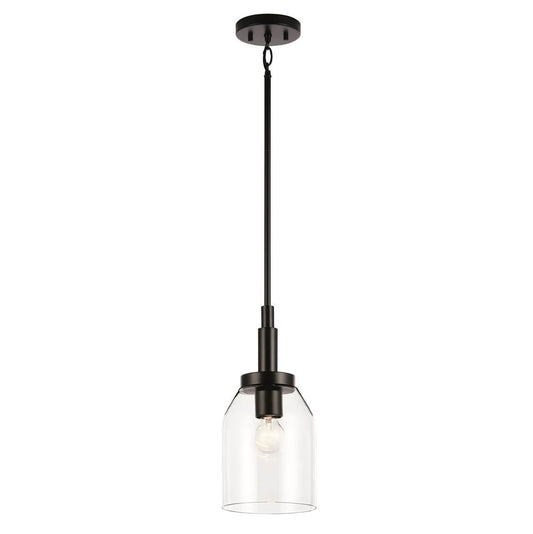 KICHLER 52725BK Madden 15 Inch 1 Light Mini Pendant with Clear Glass in Black