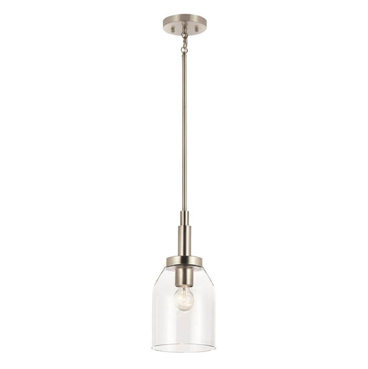 KICHLER 52725NI Madden 15 Inch 1 Light Mini Pendant with Clear Glass in Brushed Nickel