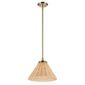 KICHLER 52728CPZ Bekah 14.25 Inch 1 Light Convertible Pendant With Opal Glass And Handwoven Rattan Shade In Champagne Bronze
