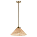 KICHLER 52729CPZ Bekah 18 Inch 1 Light Convertible Pendant With Opal Glass And Handwoven Rattan Shade In Champagne Bronze
