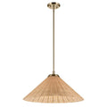 KICHLER 52730CPZ Bekah 24.25 Inch 1 Light Convertible Pendant With Opal Glass And Handwoven Rattan Shade In Champagne Bronze