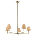 KICHLER 52731CPZ Bekah 38 Inch 5 Light Chandelier With Handwoven Rattan Shade In Champagne Bronze