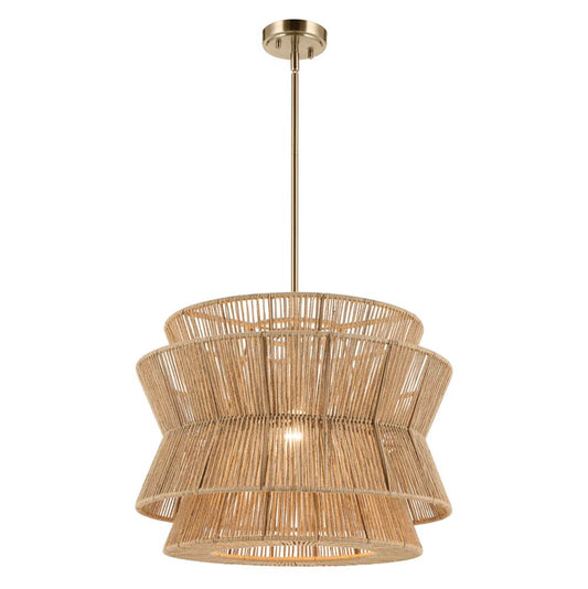 KICHLER 52734CPZ Ophira 22 Inch 1 Light Pendant with Jute Shade in Champagne Bronze