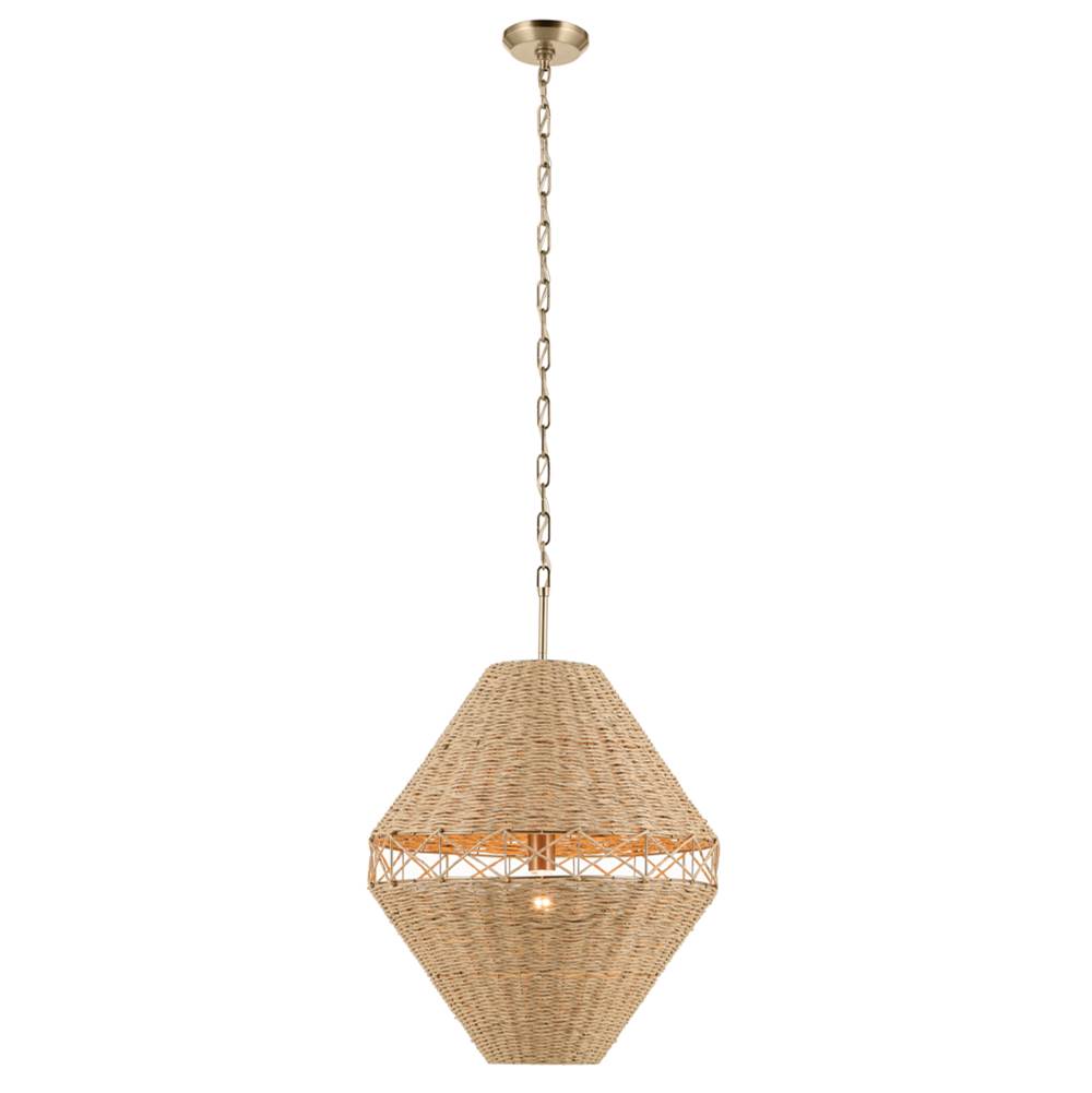 KICHLER 52743CPZ Lulo 20 Inch 1 Light Pendant With Handwoven Natural Cord In Champagne Bronze
