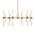 KICHLER 52752CPZLED Riven 33 Inch Led 12 Light Chandelier With Clear Fluted Glass In Champagne Bronze