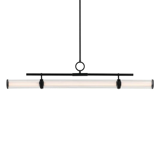KICHLER 52753BKLED Riven 48.25 Inch LED 1 Light Linear Chandelier with Clear Fluted Glass in Black