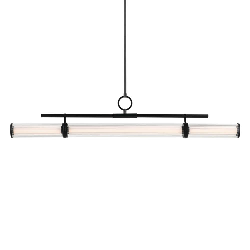 KICHLER 52753BKLED Riven 48.25 Inch Led 1 Light Linear Chandelier With Clear Fluted Glass In Black