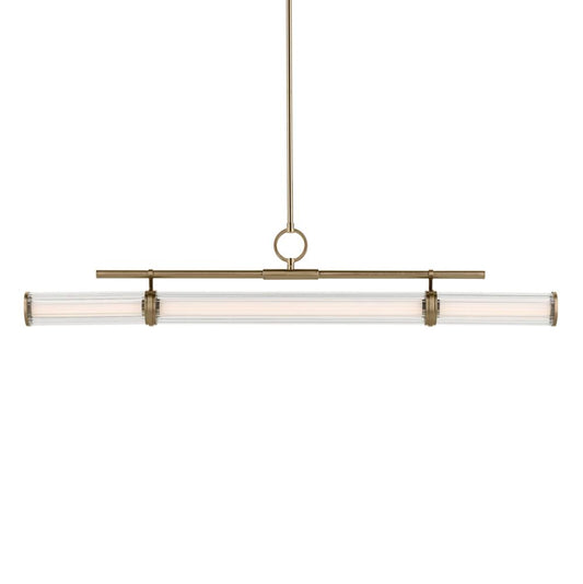 KICHLER 52753CPZLED Riven 48.25 Inch LED 1 Light Linear Chandelier with Clear Fluted Glass in Champagne Bronze