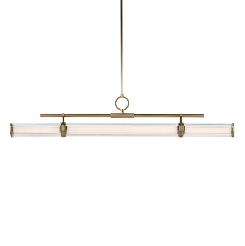 KICHLER 52753CPZLED Riven 48.25 Inch Led 1 Light Linear Chandelier With Clear Fluted Glass In Champagne Bronze