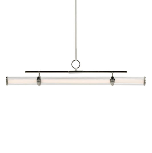 KICHLER 52753PNLED Riven 48.25 Inch LED 1 Light Linear Chandelier with Clear Fluted Glass in Polished Nickel