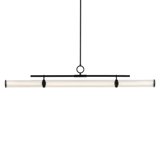 KICHLER 52754BKLED Riven 60.25 Inch LED 1 Light Linear Chandelier with Clear Fluted Glass in Black